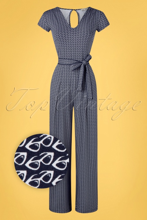 Mademoiselle YéYé - 60s Great Day Jumpsuit in Sunglasses Blue