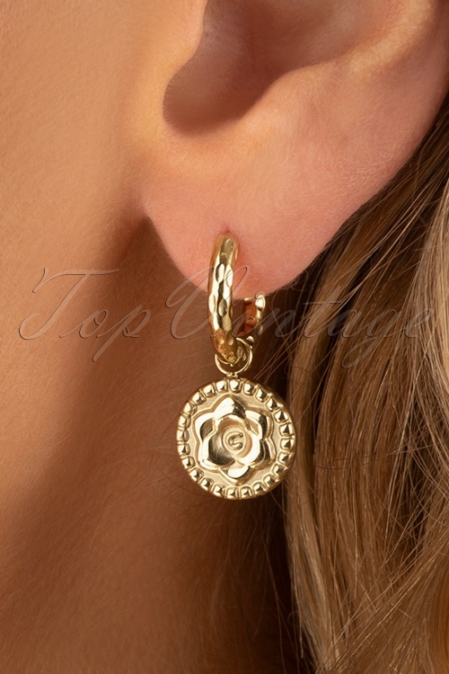 Glamfemme 41691 Flower Pendant Earrings Gold 20210126 040M W