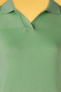 Mademoiselle YéYé - 60s Love Books Knit Polo Top in Jade Green 3