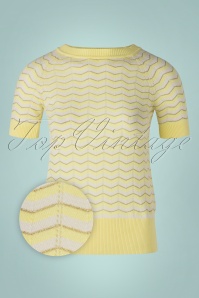 Mademoiselle YéYé - 60s Up And Down Knit Top in Mellow Yellow