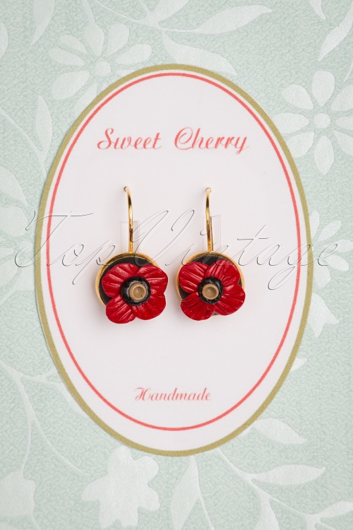 Sweet Cherry - 50s Sparkling Poppy Earrings in Red