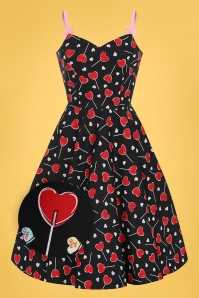 Bunny - 50s Lollie Mid Swing Dress in Black 2