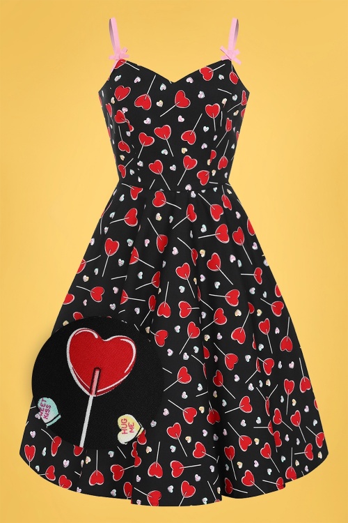 Bunny - 50s Lollie Mid Swing Dress in Black 2
