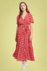 Louche - 70s Emin Daisy Dancer Maxi Dress in Red 2