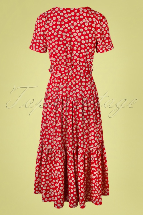 Louche - 70s Emin Daisy Dancer Maxi Dress in Red 4