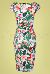 Vintage Chic for Topvintage - Farah Floral Pencil Dress Années 50 en Blanc Sauvage 2