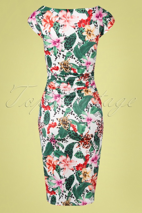 Vintage Chic for Topvintage - 50s Farah Floral Pencil Dress in Wild White 2