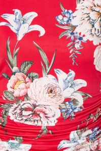 Vintage Chic for Topvintage - Farah Floral Pencil Dress Années 50 en Rouge Pâle 4