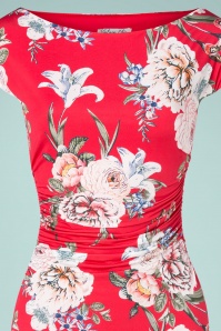 Vintage Chic for Topvintage - 50s Farah Floral Pencil Dress in Pale Red 3