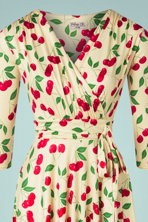 Vintage Chic 41456 Dress Yellow Cherry Red Green 022222 606V