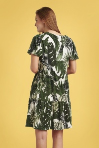 Smashed Lemon - 60s Pia Plant Dress in White and Green 4