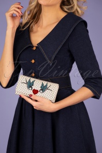Banned Retro - 50s Now or Never Polka Purse in Cream 6