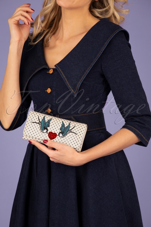 Banned Retro - 50s Now or Never Polka Purse in Cream 6