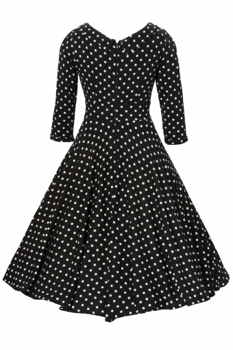 50s Samantha swing dress black polka