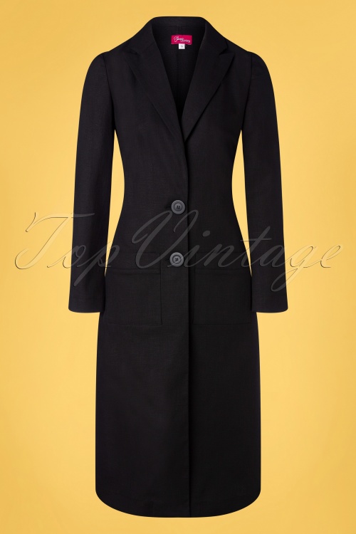 Tante Betsy - 60s Lara Long Blazer Jacket in Black