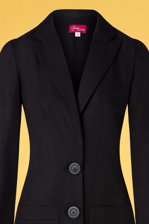 Tante Betsy - 60s Lara Long Blazer Jacket in Black 3