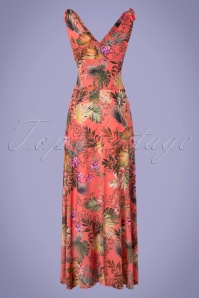 Vintage Chic for Topvintage - Grecian Tropical Maxi Dress Années 50 en Corail 2