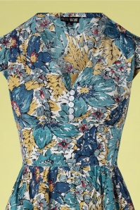 Pretty Vacant - Diana Floral Dress Années 50 en Bleu 3