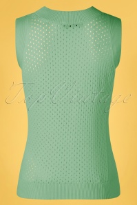 Mademoiselle YéYé - 60s Hot Days Knit Top in Jade Green 2