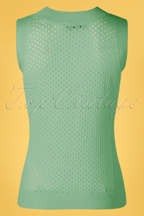 Mademoiselle YéYé - 60s Hot Days Knit Top in Jade Green 2