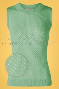 Mademoiselle YéYé - 60s Hot Days Knit Top in Jade Green