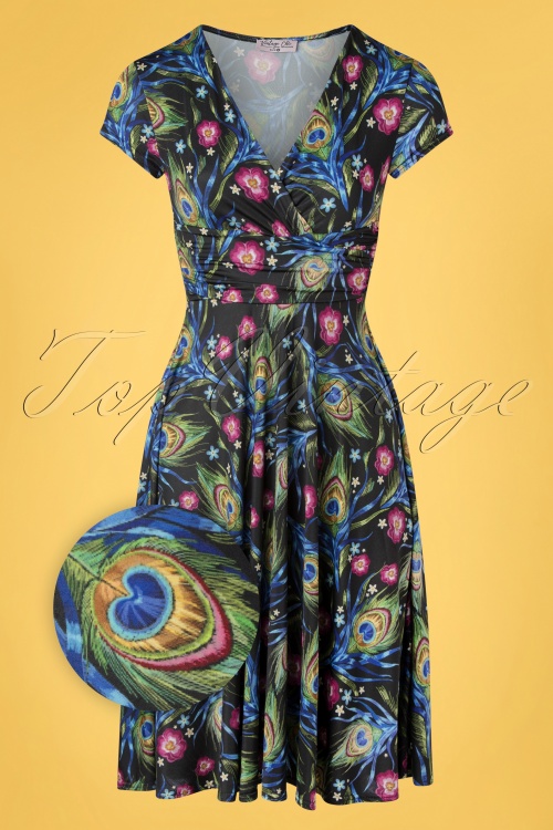 Vintage Chic for Topvintage - Paola Peacock Swing Dress Années 50 en Noir