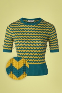 Circus - 60s Olly Top in Teal and Oil Yellow