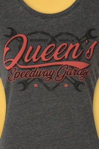 Queen Kerosin - T-shirt Roll-up Queens Speedway Garage Années 50 en Anthracite 2