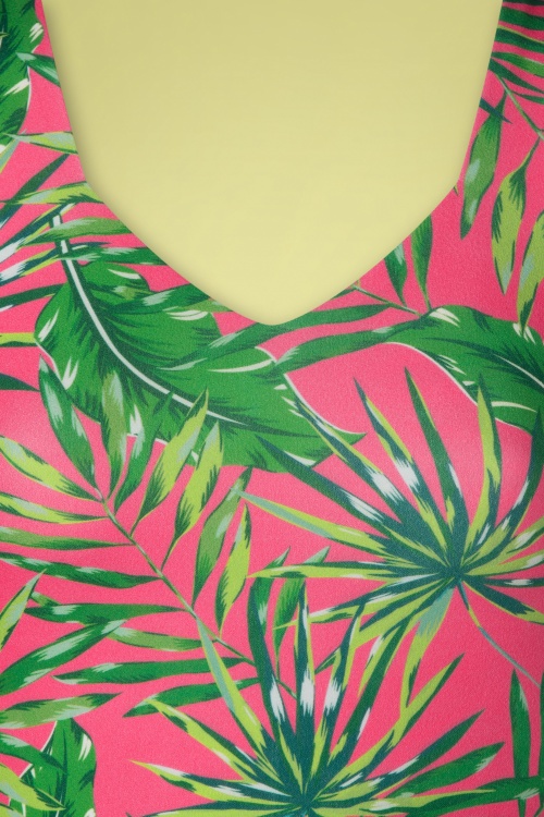 Vintage Chic for Topvintage - Melody Tropical Pencil Dress Années 50 en Rose et Vert 4