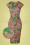 Melody Tropical Pencil Dress Années 50 en Rose et Vert