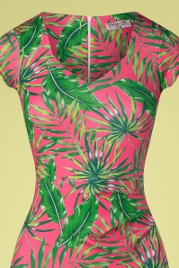 Vintage Chic for Topvintage - Melody Tropical Pencil Dress Années 50 en Rose et Vert 3