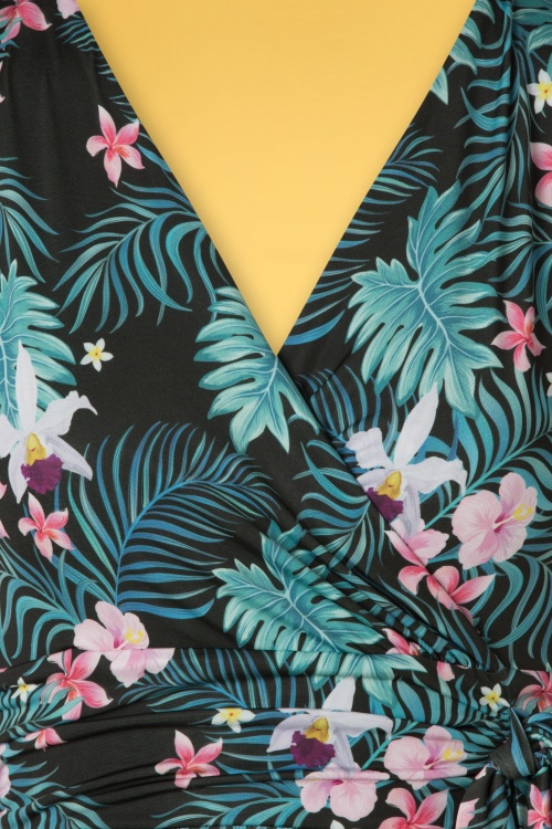 Vintage Chic 41447 Dress Black Flowers Pink Green 220301 603W