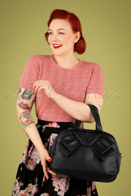 Banned Retro - 50s Vintage Bow Bag in Black  2