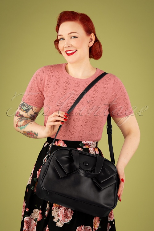 Banned Retro - 50s Vintage Bow Bag in Black  5