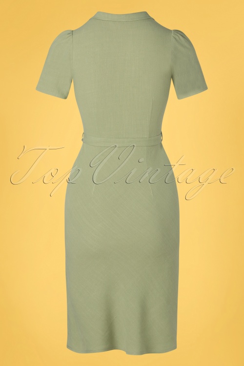 Very Cherry - 60s Dita Linen Dress in Green Tea 6