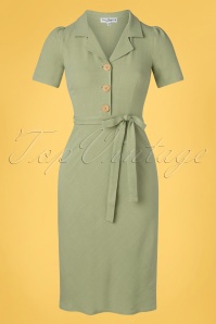 Very Cherry - 60s Dita Linen Dress in Green Tea 2