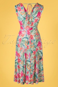 Vintage Chic for Topvintage - Jane Tropical Lily jurk in mintgroen 2