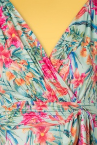 Vintage Chic for Topvintage - Jane Tropical Lily jurk in mintgroen 4