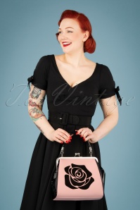 Banned Retro - 50s Country Rose Bag in Black and Nude 2