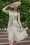 Midi Linen Stripes Revers Dress Années 40 en Olive