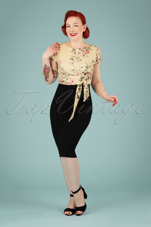 Vintage Chic for Topvintage - Maribelle Pencil Dress Années 50 en Noir 3
