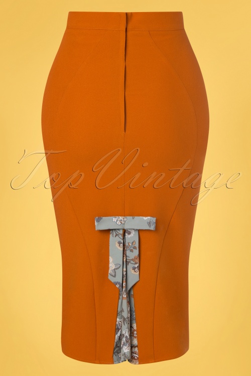 Miss Candyfloss 41488 Pencil Skirt Flower Rust 220304 604W