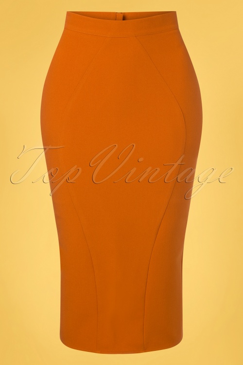 Miss Candyfloss 41488 Pencil Skirt Flower Rust 220304 602W