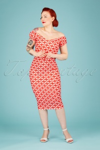 Vintage Chic for Topvintage - Fenne Gingham Hearts Bleistiftkleid in Rot und Weiß