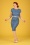 50er Hannah Hearts Bleistift Kleid in Blau und Weiß