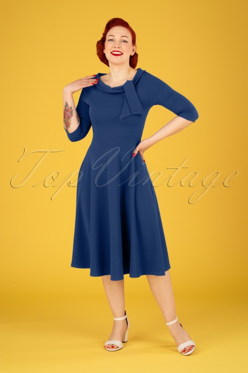 Vintage Chic for Topvintage - Beverly Swing Dress Années 50 en Bleu Pétrole 