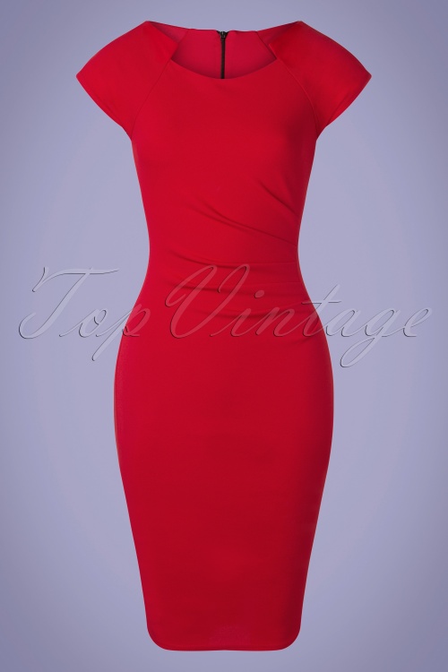 Vintage Chic for Topvintage - 50s Serenity Pencil Dress in Lipstick Red 2
