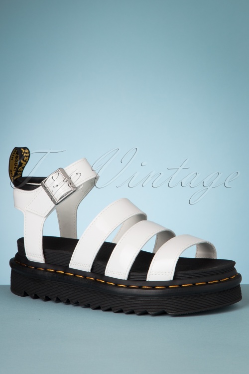 Dr. Martens - Blaire Patent Sandals in White 2