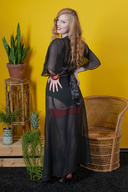 What Katie Did - 30s Sheer Lounging Robe in Black 2