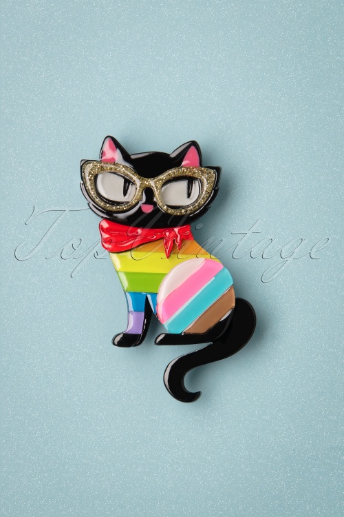 Erstwilder - Elissa the Rainbow Cat Brooch